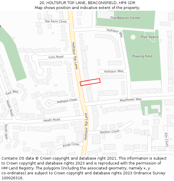 20, HOLTSPUR TOP LANE, BEACONSFIELD, HP9 1DR: Location map and indicative extent of plot