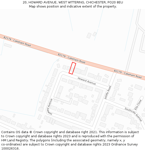 20, HOWARD AVENUE, WEST WITTERING, CHICHESTER, PO20 8EU: Location map and indicative extent of plot