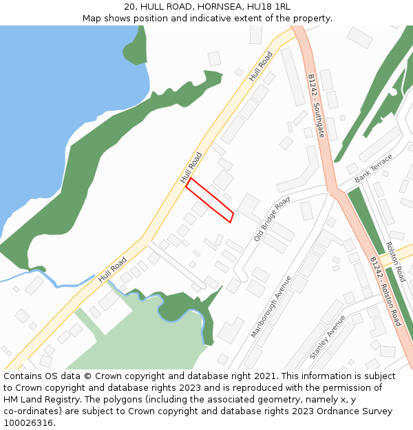 20, HULL ROAD, HORNSEA, HU18 1RL: Location map and indicative extent of plot