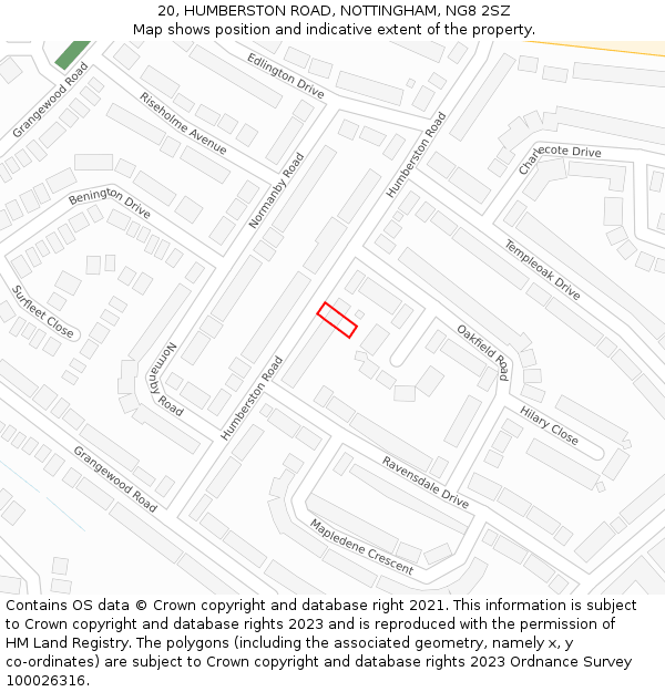 20, HUMBERSTON ROAD, NOTTINGHAM, NG8 2SZ: Location map and indicative extent of plot