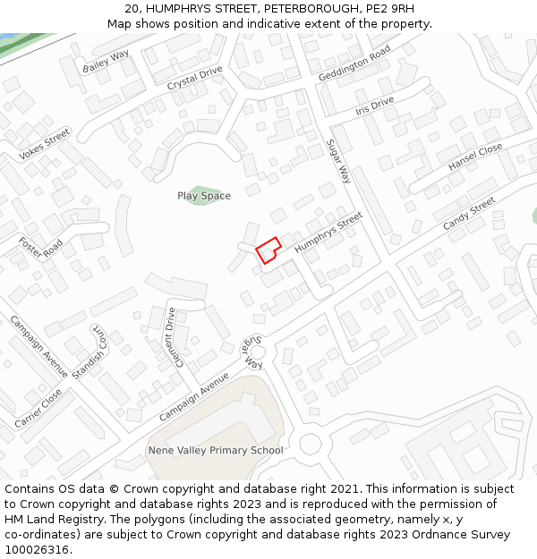 20, HUMPHRYS STREET, PETERBOROUGH, PE2 9RH: Location map and indicative extent of plot