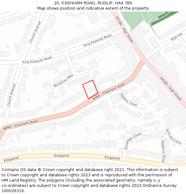 20, ICKENHAM ROAD, RUISLIP, HA4 7BX: Location map and indicative extent of plot