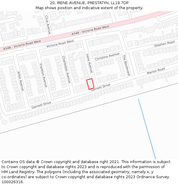 20, IRENE AVENUE, PRESTATYN, LL19 7DP: Location map and indicative extent of plot