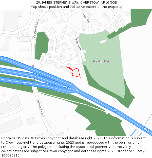 20, JAMES STEPHENS WAY, CHEPSTOW, NP16 5GE: Location map and indicative extent of plot