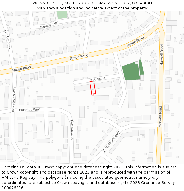 20, KATCHSIDE, SUTTON COURTENAY, ABINGDON, OX14 4BH: Location map and indicative extent of plot