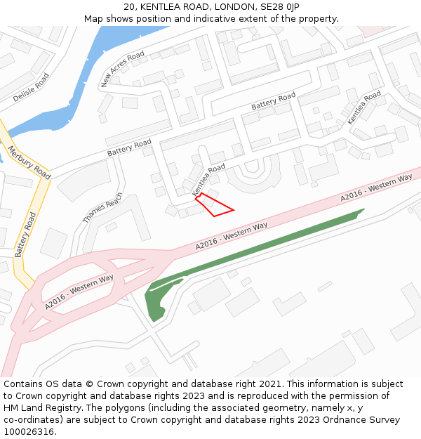 20, KENTLEA ROAD, LONDON, SE28 0JP: Location map and indicative extent of plot