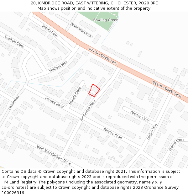 20, KIMBRIDGE ROAD, EAST WITTERING, CHICHESTER, PO20 8PE: Location map and indicative extent of plot