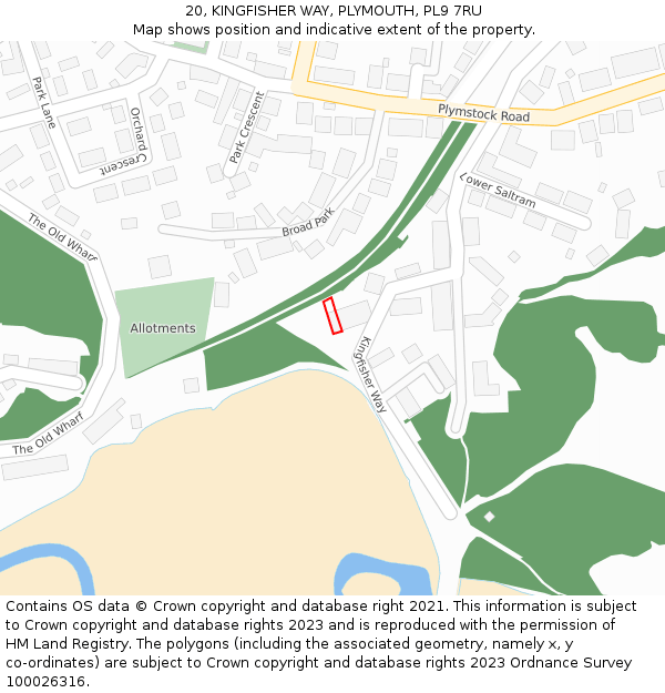 20, KINGFISHER WAY, PLYMOUTH, PL9 7RU: Location map and indicative extent of plot