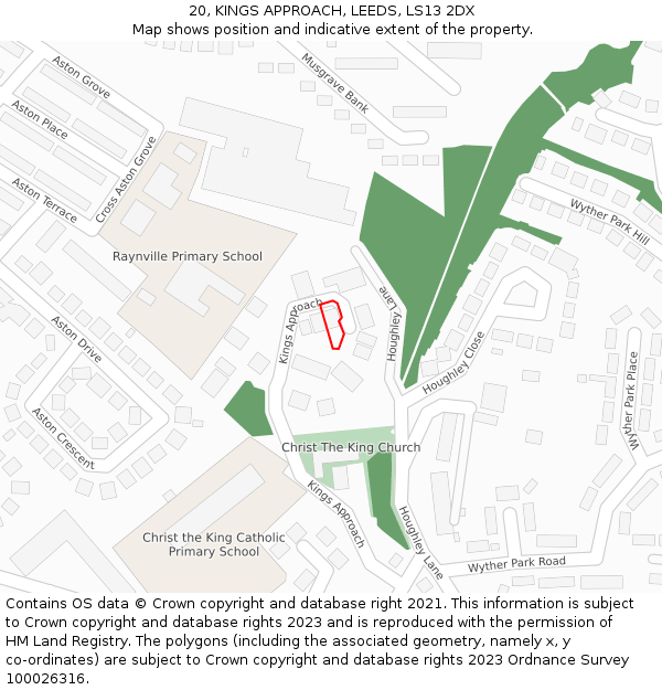 20, KINGS APPROACH, LEEDS, LS13 2DX: Location map and indicative extent of plot
