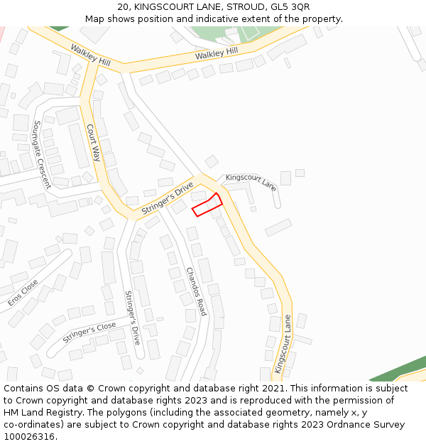 20, KINGSCOURT LANE, STROUD, GL5 3QR: Location map and indicative extent of plot