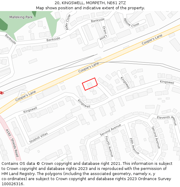 20, KINGSWELL, MORPETH, NE61 2TZ: Location map and indicative extent of plot