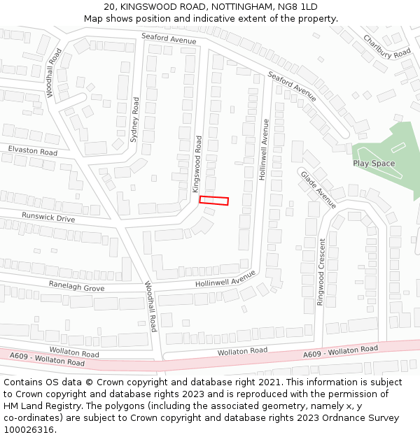 20, KINGSWOOD ROAD, NOTTINGHAM, NG8 1LD: Location map and indicative extent of plot