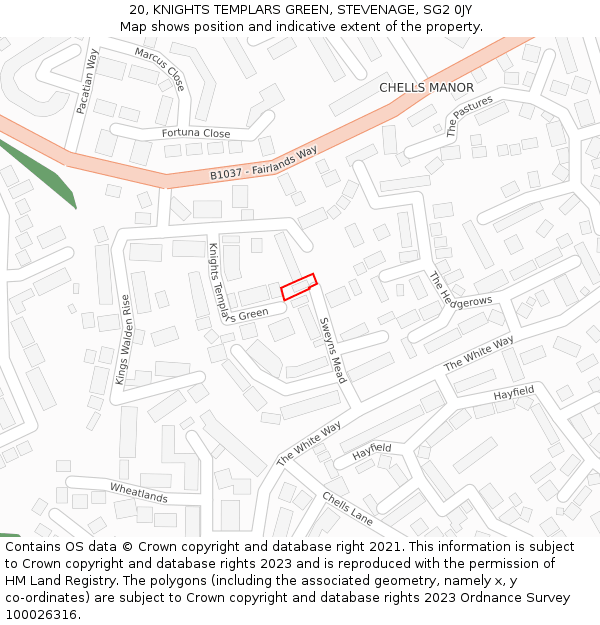 20, KNIGHTS TEMPLARS GREEN, STEVENAGE, SG2 0JY: Location map and indicative extent of plot