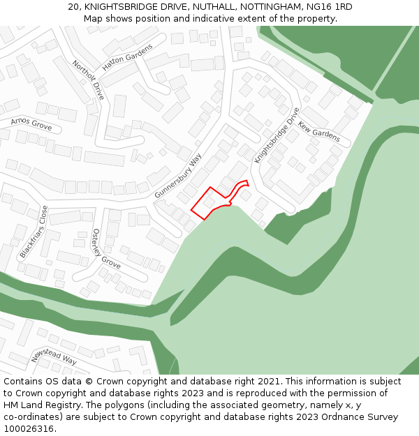 20, KNIGHTSBRIDGE DRIVE, NUTHALL, NOTTINGHAM, NG16 1RD: Location map and indicative extent of plot