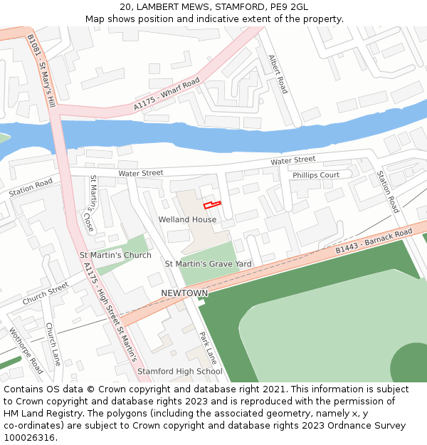 20, LAMBERT MEWS, STAMFORD, PE9 2GL: Location map and indicative extent of plot