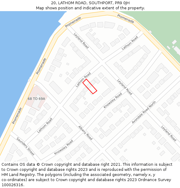 20, LATHOM ROAD, SOUTHPORT, PR9 0JH: Location map and indicative extent of plot