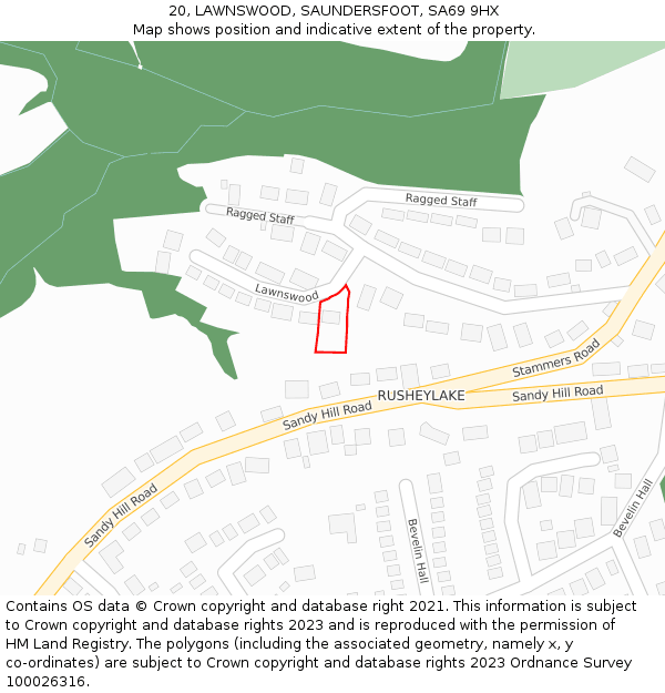 20, LAWNSWOOD, SAUNDERSFOOT, SA69 9HX: Location map and indicative extent of plot