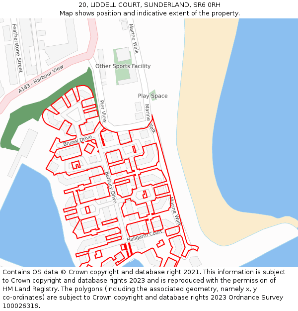 20, LIDDELL COURT, SUNDERLAND, SR6 0RH: Location map and indicative extent of plot