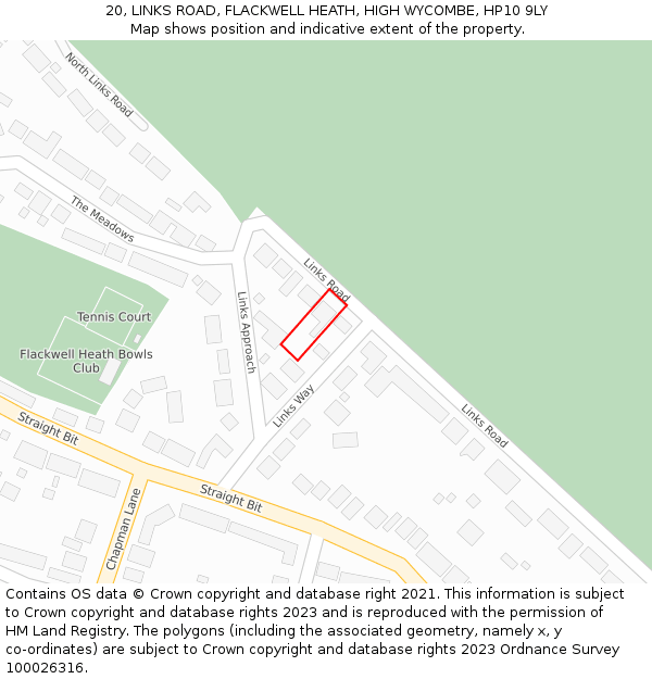 20, LINKS ROAD, FLACKWELL HEATH, HIGH WYCOMBE, HP10 9LY: Location map and indicative extent of plot