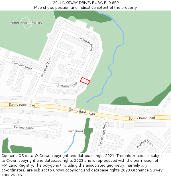 20, LINKSWAY DRIVE, BURY, BL9 8EP: Location map and indicative extent of plot