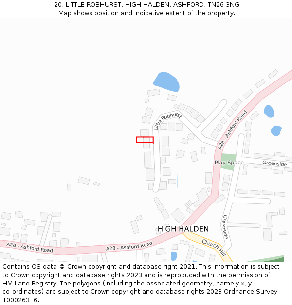 20, LITTLE ROBHURST, HIGH HALDEN, ASHFORD, TN26 3NG: Location map and indicative extent of plot