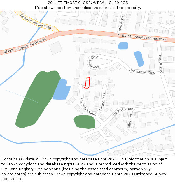 20, LITTLEMORE CLOSE, WIRRAL, CH49 4GS: Location map and indicative extent of plot