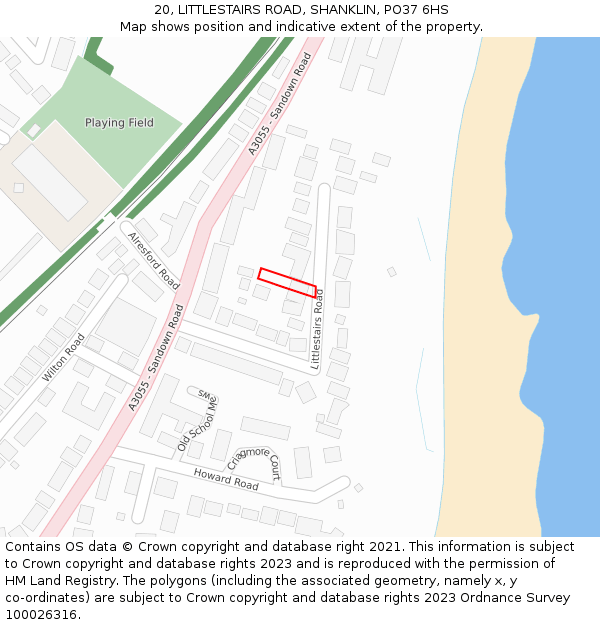 20, LITTLESTAIRS ROAD, SHANKLIN, PO37 6HS: Location map and indicative extent of plot