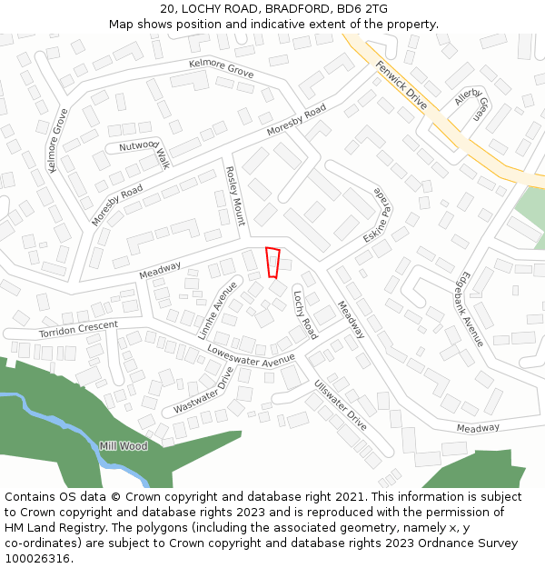 20, LOCHY ROAD, BRADFORD, BD6 2TG: Location map and indicative extent of plot