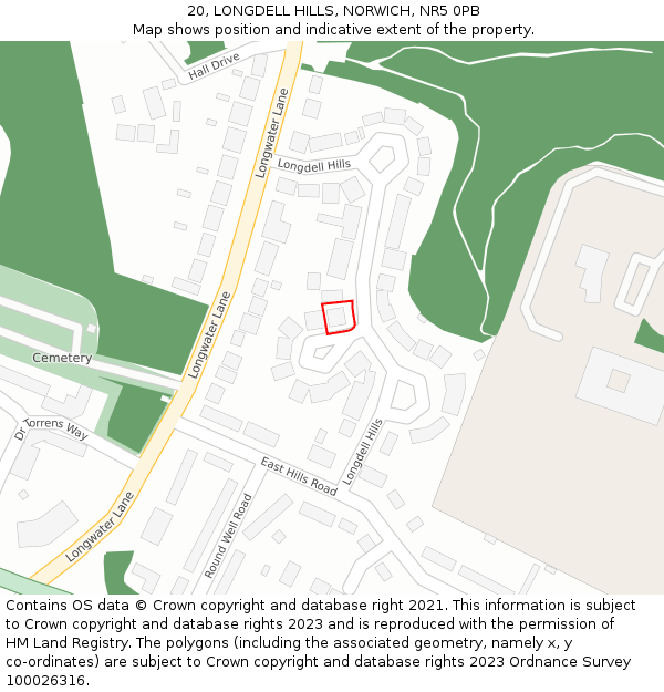 20, LONGDELL HILLS, NORWICH, NR5 0PB: Location map and indicative extent of plot