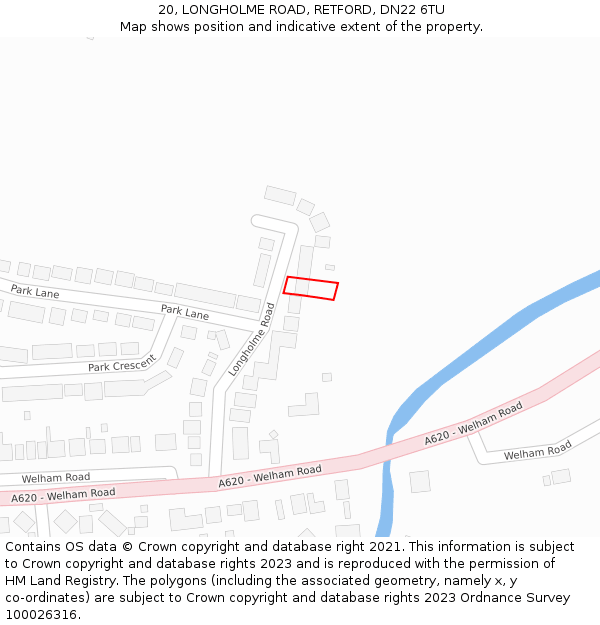 20, LONGHOLME ROAD, RETFORD, DN22 6TU: Location map and indicative extent of plot