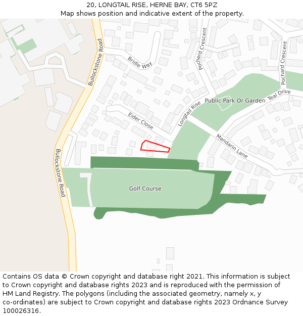 20, LONGTAIL RISE, HERNE BAY, CT6 5PZ: Location map and indicative extent of plot