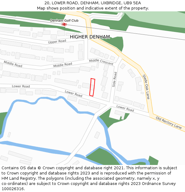 20, LOWER ROAD, DENHAM, UXBRIDGE, UB9 5EA: Location map and indicative extent of plot