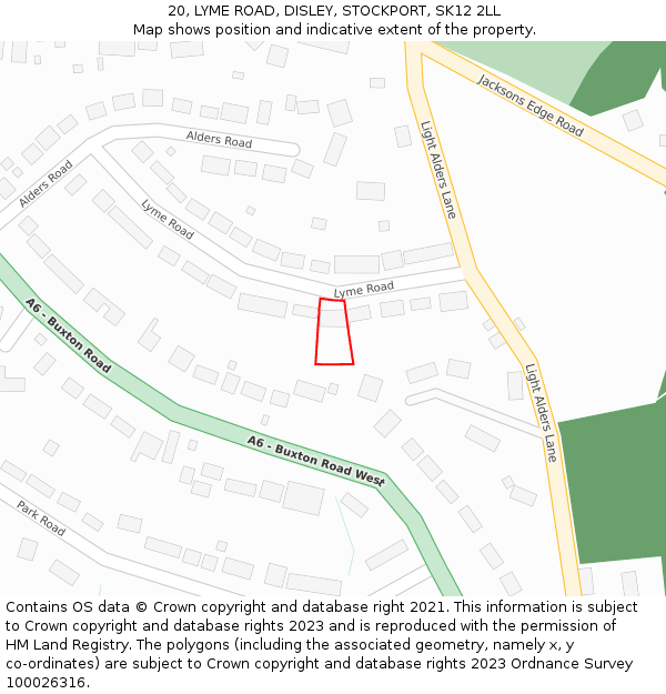 20, LYME ROAD, DISLEY, STOCKPORT, SK12 2LL: Location map and indicative extent of plot