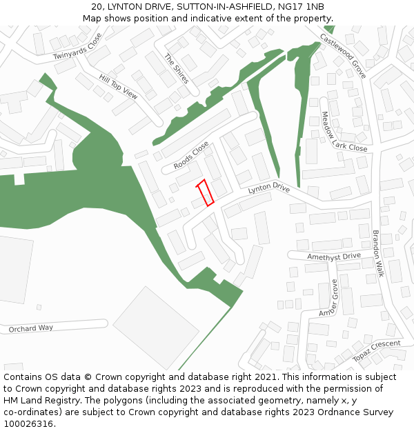 20, LYNTON DRIVE, SUTTON-IN-ASHFIELD, NG17 1NB: Location map and indicative extent of plot