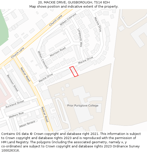 20, MACKIE DRIVE, GUISBOROUGH, TS14 6DH: Location map and indicative extent of plot