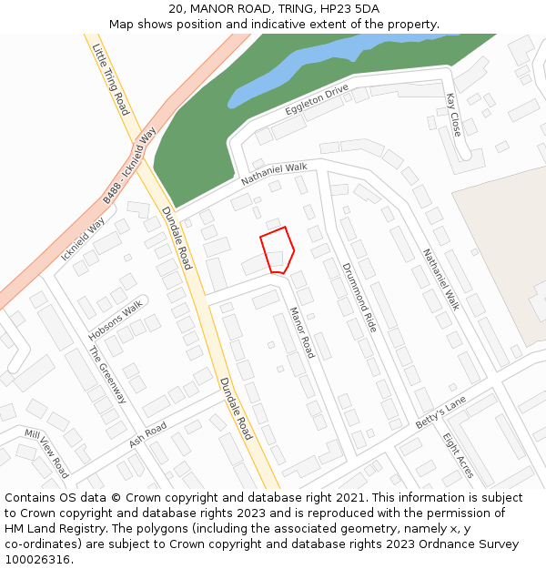 20, MANOR ROAD, TRING, HP23 5DA: Location map and indicative extent of plot