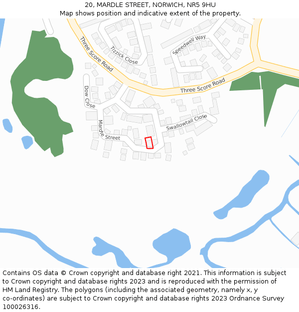 20, MARDLE STREET, NORWICH, NR5 9HU: Location map and indicative extent of plot