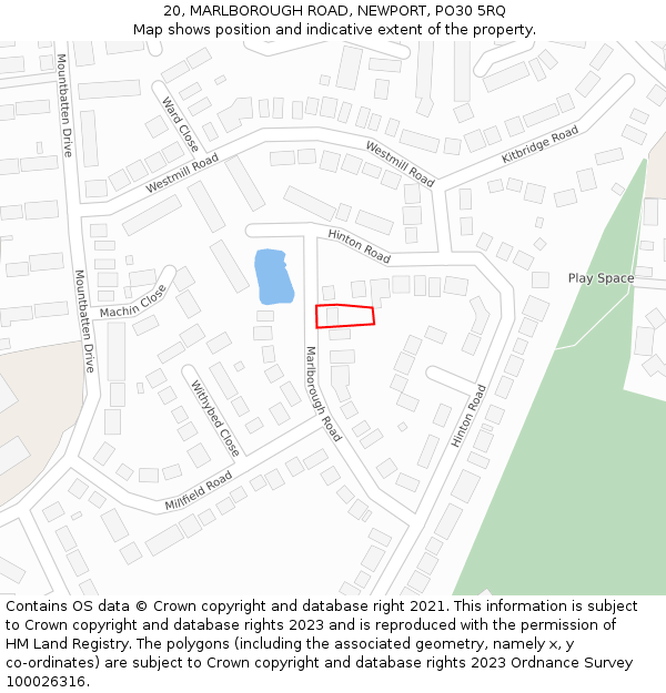 20, MARLBOROUGH ROAD, NEWPORT, PO30 5RQ: Location map and indicative extent of plot