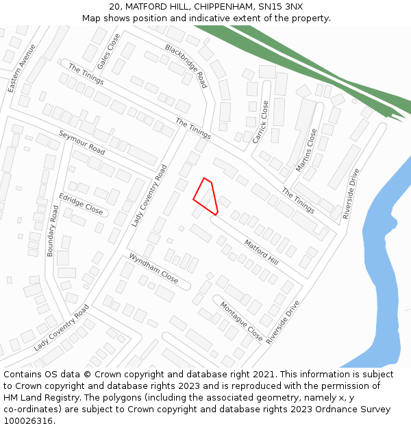 20, MATFORD HILL, CHIPPENHAM, SN15 3NX: Location map and indicative extent of plot