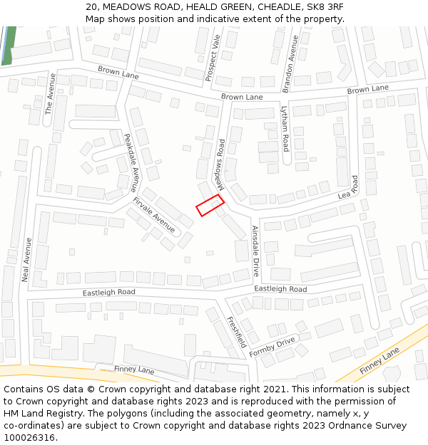 20, MEADOWS ROAD, HEALD GREEN, CHEADLE, SK8 3RF: Location map and indicative extent of plot