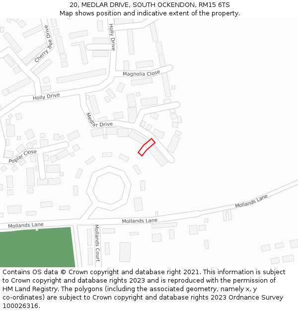 20, MEDLAR DRIVE, SOUTH OCKENDON, RM15 6TS: Location map and indicative extent of plot