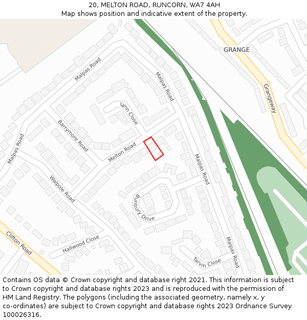 20, MELTON ROAD, RUNCORN, WA7 4AH: Location map and indicative extent of plot