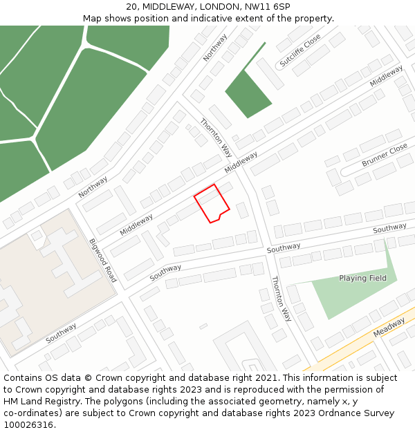 20, MIDDLEWAY, LONDON, NW11 6SP: Location map and indicative extent of plot
