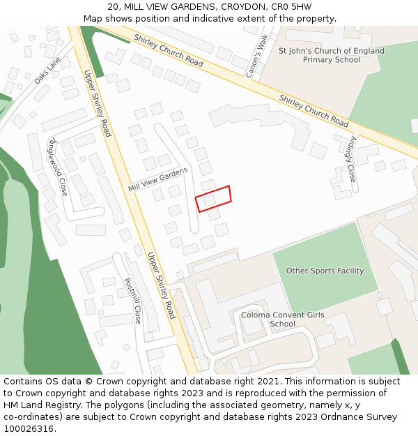 20, MILL VIEW GARDENS, CROYDON, CR0 5HW: Location map and indicative extent of plot