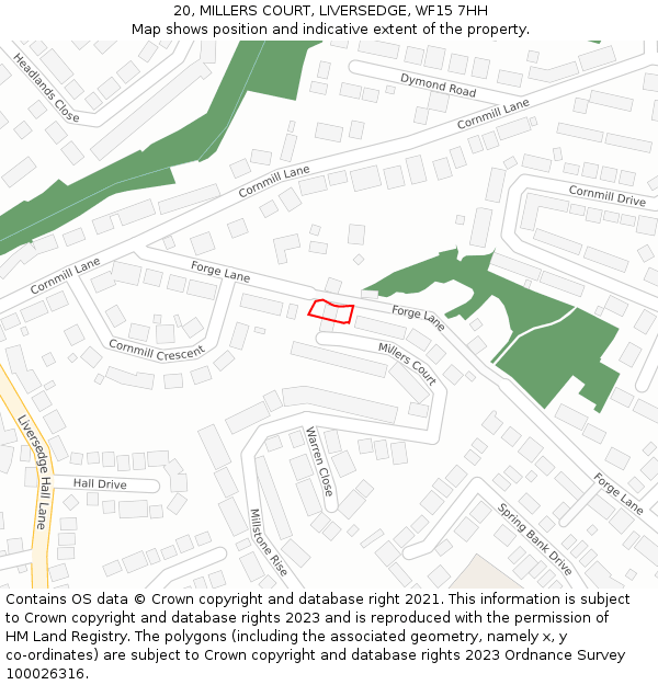 20, MILLERS COURT, LIVERSEDGE, WF15 7HH: Location map and indicative extent of plot