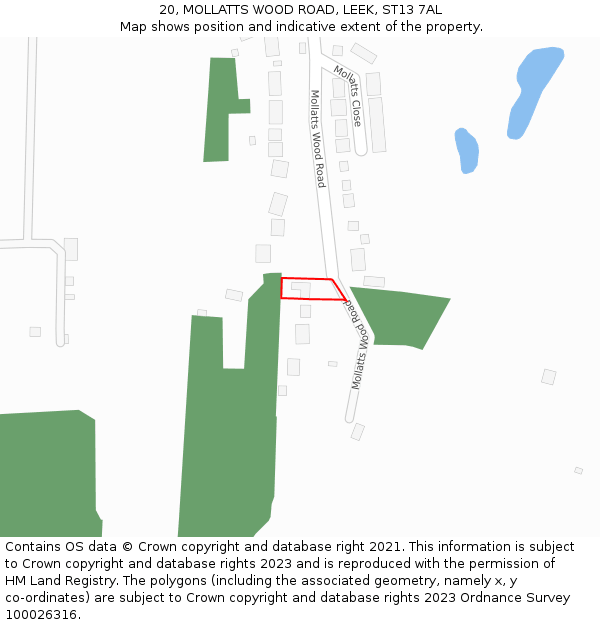 20, MOLLATTS WOOD ROAD, LEEK, ST13 7AL: Location map and indicative extent of plot