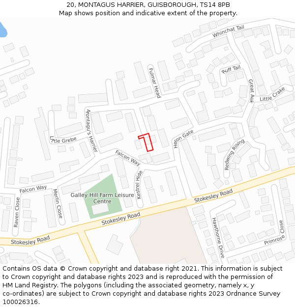 20, MONTAGUS HARRIER, GUISBOROUGH, TS14 8PB: Location map and indicative extent of plot