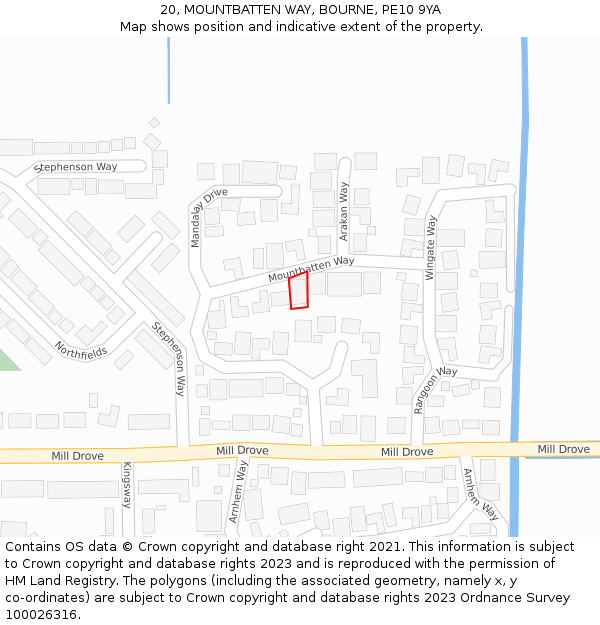 20, MOUNTBATTEN WAY, BOURNE, PE10 9YA: Location map and indicative extent of plot
