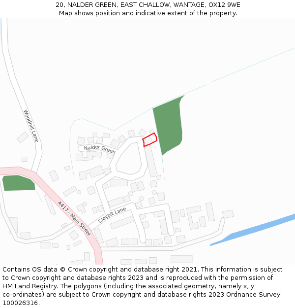 20, NALDER GREEN, EAST CHALLOW, WANTAGE, OX12 9WE: Location map and indicative extent of plot