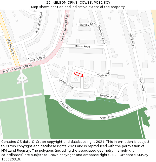 20, NELSON DRIVE, COWES, PO31 8QY: Location map and indicative extent of plot